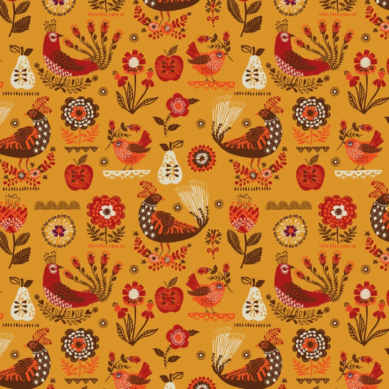 Song Birds in Gold for Fine Folk by Helen Black by Thread & Ink Design Studio