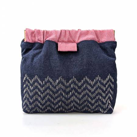 Sashiko Flex Frame Purse Kit Sugi-Zashi Navy