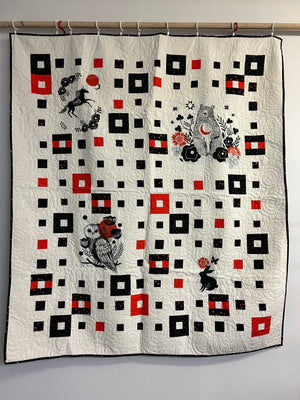 Ruby Pixel - Quilt for Sale