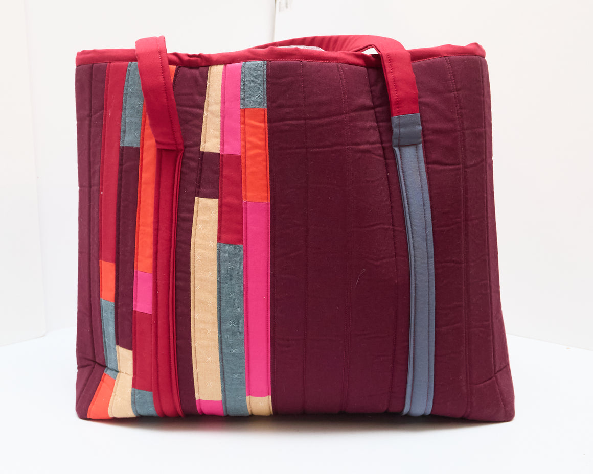 Colour Block Tote Burgundy