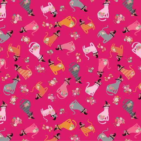 Kitty Loves Candy - Cats In Hats in Pink by Poppie Cotton Collection