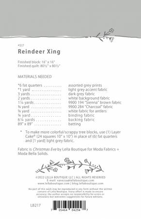 Reindeer Xing Quilt Pattern - Christmas Eve for Lella Boutique by Moda Fabrics