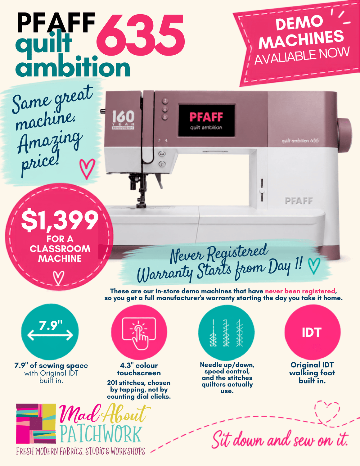 Special Edition PFAFF Ambition 635 - Pre-Loved Demo Classroom Machines