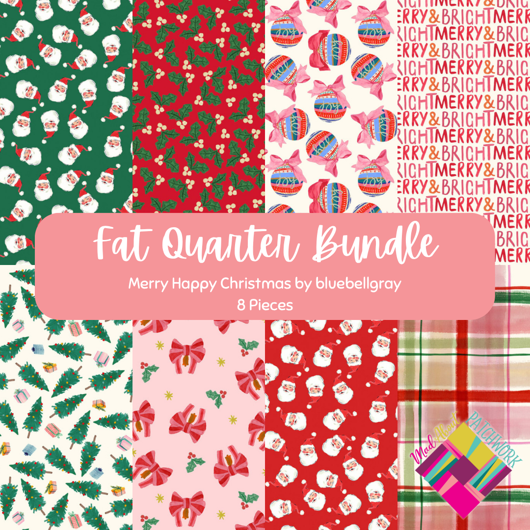Merry Happy Christmas Fat Quarter Bundle (8FQs)