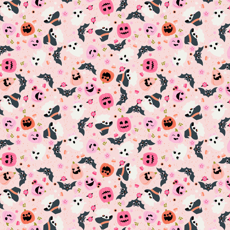 Going Batty in Pink from Not Scary by Jill & Rani for Poppie Cotton by Lewis & Irene, Designer Fabric
