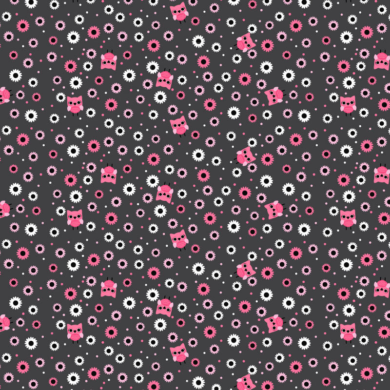Hootie Hoot in Grey from Not Scary by Jill & Rani for Poppie Cotton by Lewis & Irene, Designer Fabric