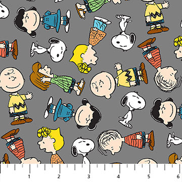 Gang in Dark Gray from Peanuts Yardage for Northcott