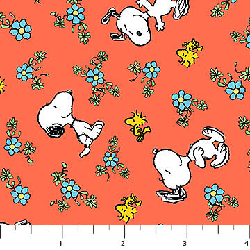 Floral in Red from Peanuts Yardage for Northcott