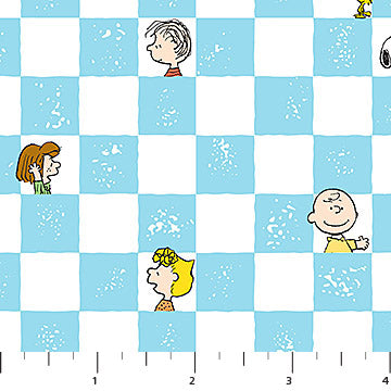Checkers in Light Blue from Peanuts Yardage for Northcott
