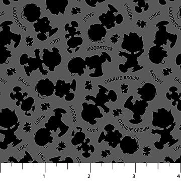Silhouettes in Charcoal from Peanuts Yardage for Northcott