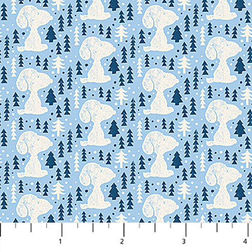 Snoopy Forest in Light Blue from Peanuts Frosty Friends for Northcott