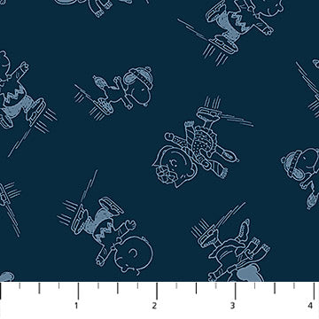 Skating in Dark Blue from Peanuts Frosty Friends for Northcott