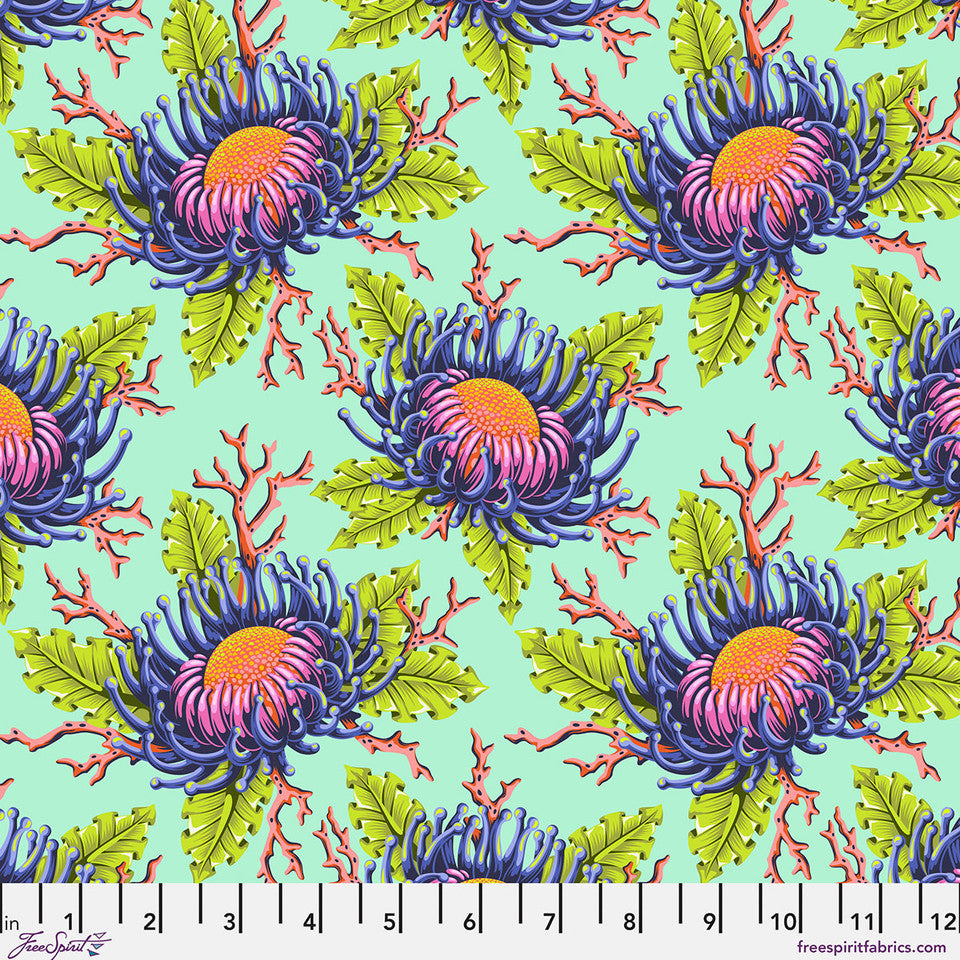 Pre Order|| Friends & Anemones - Seafoam  || Floral Reef - Tula Pink (Pre Order) - April 2026