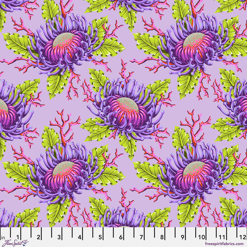 Pre Order|| Friends & Anemones - Ultraviolet  || Floral Reef - Tula Pink (Pre Order) - April 2026