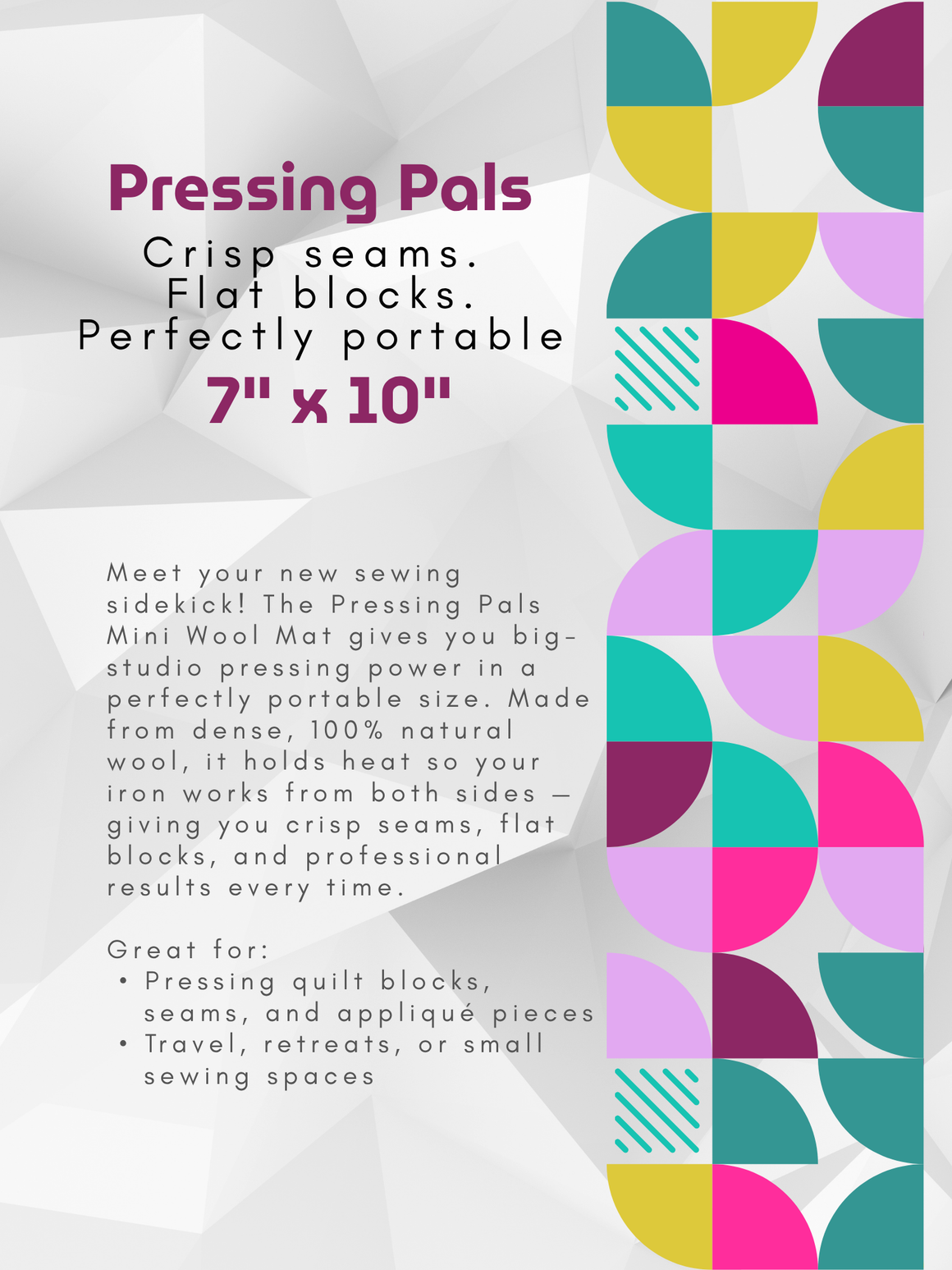 Pressing Pals - Mini Wool Mats 7" x 10" - wool pressing mat