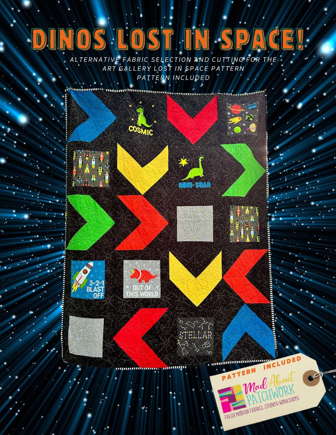 Dinos Lost in Space Quilt kit