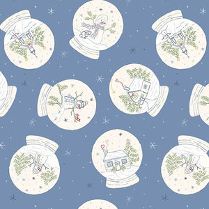 Snow Globes in Blue from Snowman's Village by Cindy Staub for Marcus Fabrics