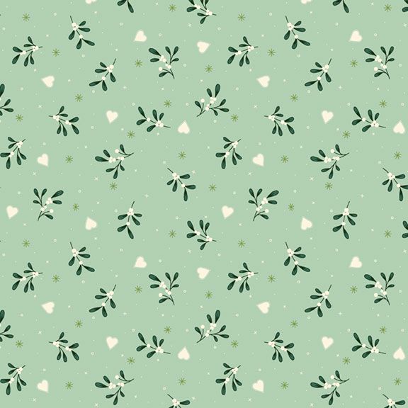 Hearts & Sprigs in Mint from Make it Merry by Lamb Farm Designs for Marcus Fabrics