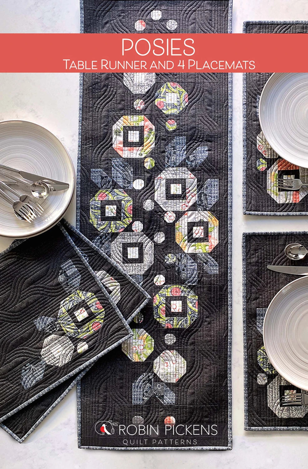 Posies Table Runner and 4 Placemats by Robin Pickens Designs