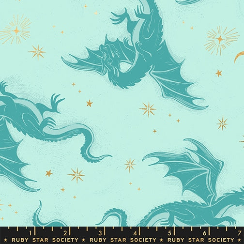 Etched Dragons in Metallic Mint from Fireglow by Sarah Watts of Ruby Star Society