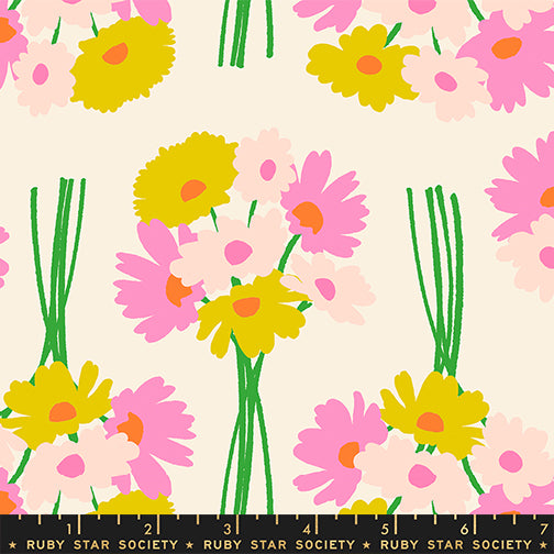 Flower Dept in Natural from Sparkle Mart by Melody Miller of Ruby Star Society for Moda Fabrics, Designer Fabric