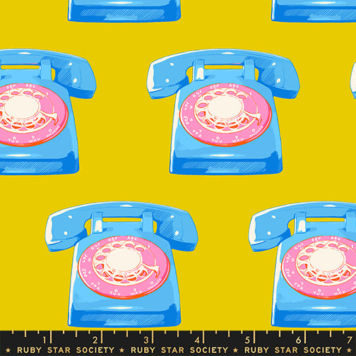 Telephones in Golden Hour from Sparkle Mart by Melody Miller of Ruby Star Society for Moda Fabrics, Designer Fabric