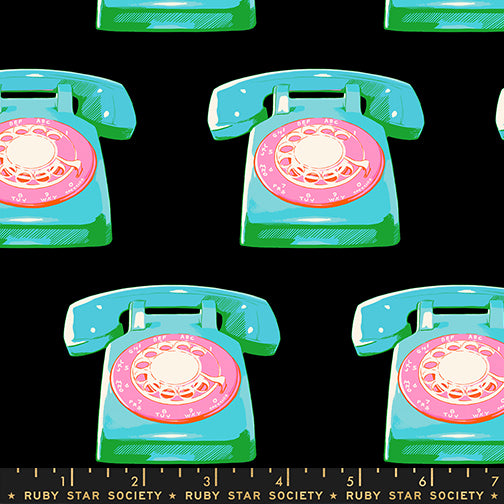 Telephones in Black from Sparkle Mart by Melody Miller of Ruby Star Society for Moda Fabrics, Designer Fabric