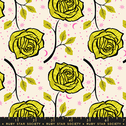 Ink Rose in Pistachio from Ink Shop by Sarah Watts of Ruby Star Society for Moda Fabrics, Designer Fabric