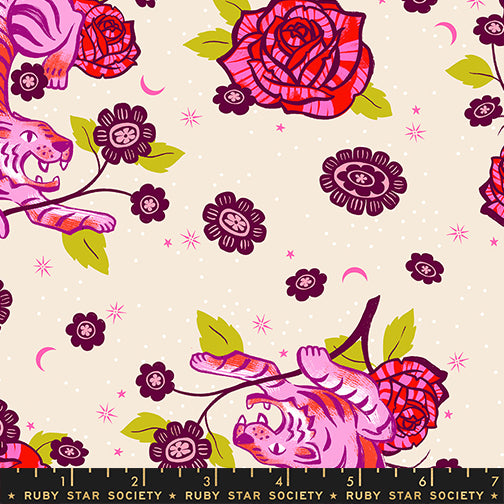 Tiger Rose in Shell from Ink Shop by Sarah Watts of Ruby Star Society for Moda Fabrics, Designer Fabric