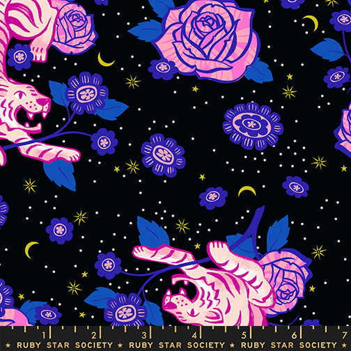 Tiger Rose in Black from Ink Shop by Sarah Watts of Ruby Star Society for Moda Fabrics, Designer Fabric