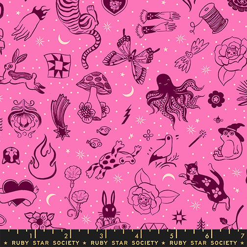 Tattoo Flash in Lipstick from Ink Shop by Sarah Watts of Ruby Star Society for Moda Fabrics, Designer Fabric