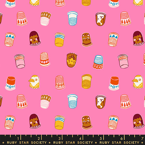Thimbles in Flamingo from 1-800-Notion by Ruby Star Society for Moda Fabrics, Designer Fabric