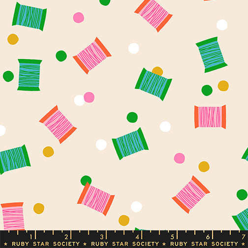 Spools in Shell from 1-800-Notion by Ruby Star Society for Moda Fabrics, Designer Fabric