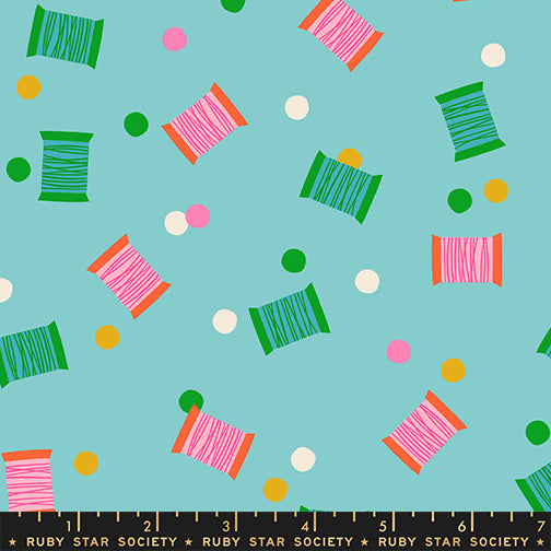 Spools in Cloudless from 1-800-Notion by Ruby Star Society for Moda Fabrics, Designer Fabric