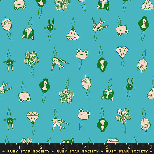 Thread Charms in Turquoise from 1-800-Notion by Ruby Star Society for Moda Fabrics, Designer Fabric