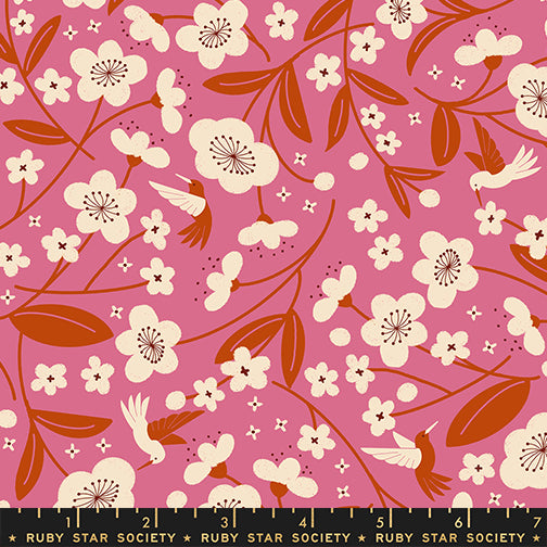 Blossoms in Hibiscus from Persimmon by Rashida Coleman-Hale of Ruby Star Society, Designer Fabric