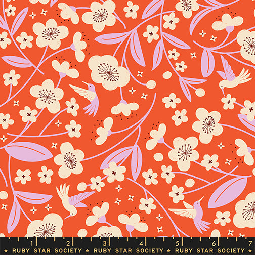 Blossoms in Warm Red from Persimmon by Rashida Coleman-Hale of Ruby Star Society, Designer Fabric