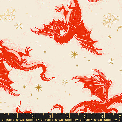 Etched Dragons in Metallic Dark Ruby from Fireglow by Sarah Watts of Ruby Star Society