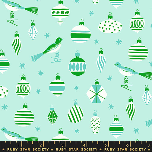 Baubles in Mint from Merry Happy by Kimberly Kight of Ruby Star Society, Designer Fabric