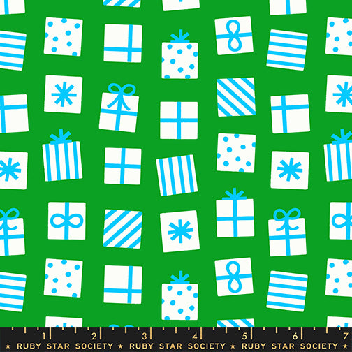 Secret Santa in Verdant from Merry Happy by Kimberly Kight of Ruby Star Society, Designer Fabric