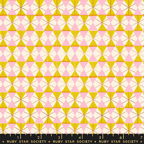 Happy Hexie in Metallic Golden Hour from Merry Happy by Kimberly Kight of Ruby Star Society, Designer Fabric