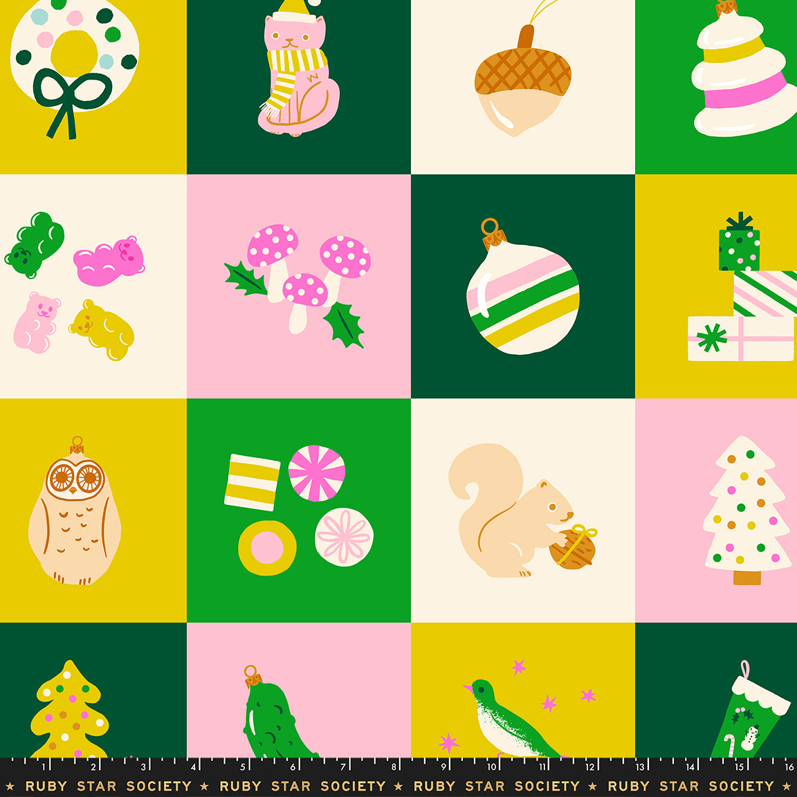 Merry Happy in Verdant || PANEL || from Merry Happy by Kimberly Kight of Ruby Star Society, Designer Fabric