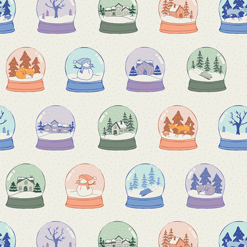 Snowglobes Scenes from Frost & Fir by Sewcial Bee Collective for Art Gallery Fabrics, Designer Fabric