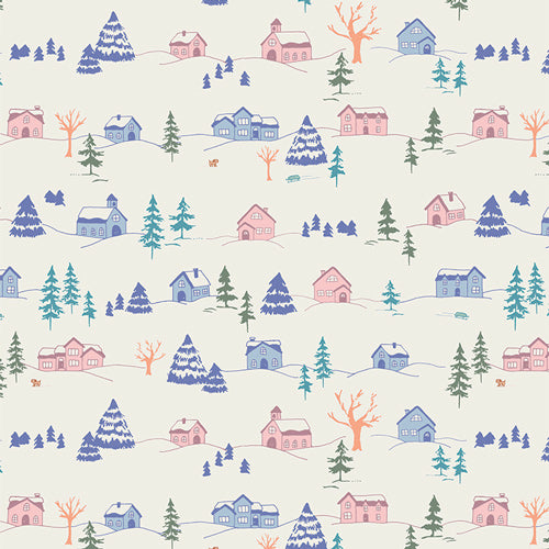 Winterful Town from Frost & Fir by Sewcial Bee Collective for Art Gallery Fabrics, Designer Fabric