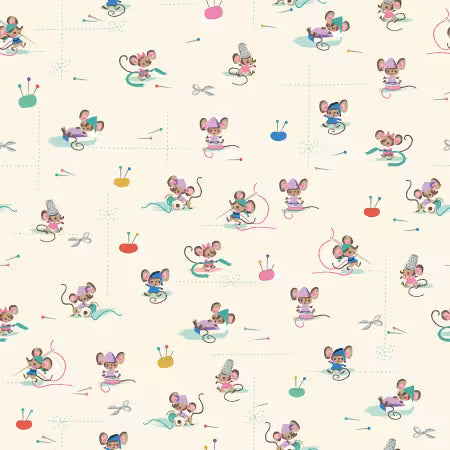 Wishes Workers Vintage White Sparkle by Zippy Boro Jill Howarth by Riley Blake Designs, Designer Fabric