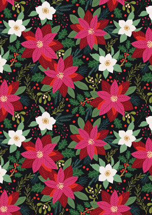 Poinsettia on Black for All is Bright by Lewis and Irene
