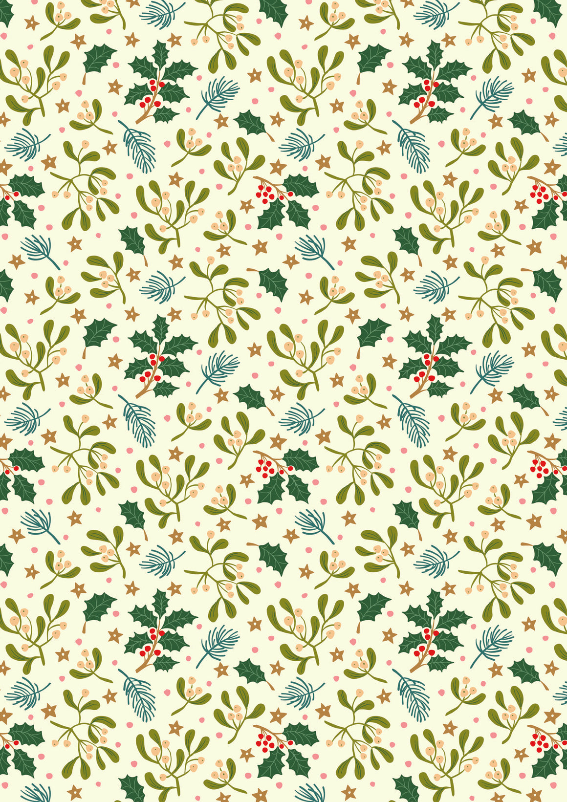 Mistletoe on Cream for All is Bright by Lewis and Irene
