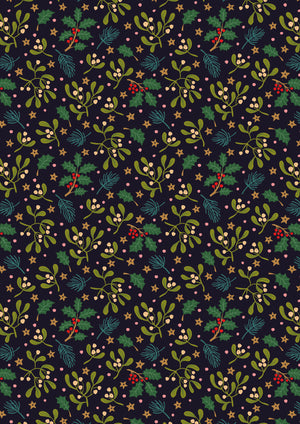Mistletoe on Black for All is Bright by Lewis and Irene