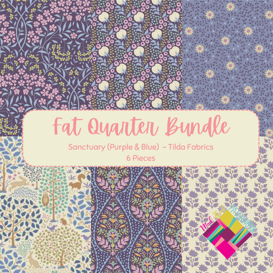 Sanctuary Eggplant & Blue Fat Quarter Bundle for Tilda Fabrics