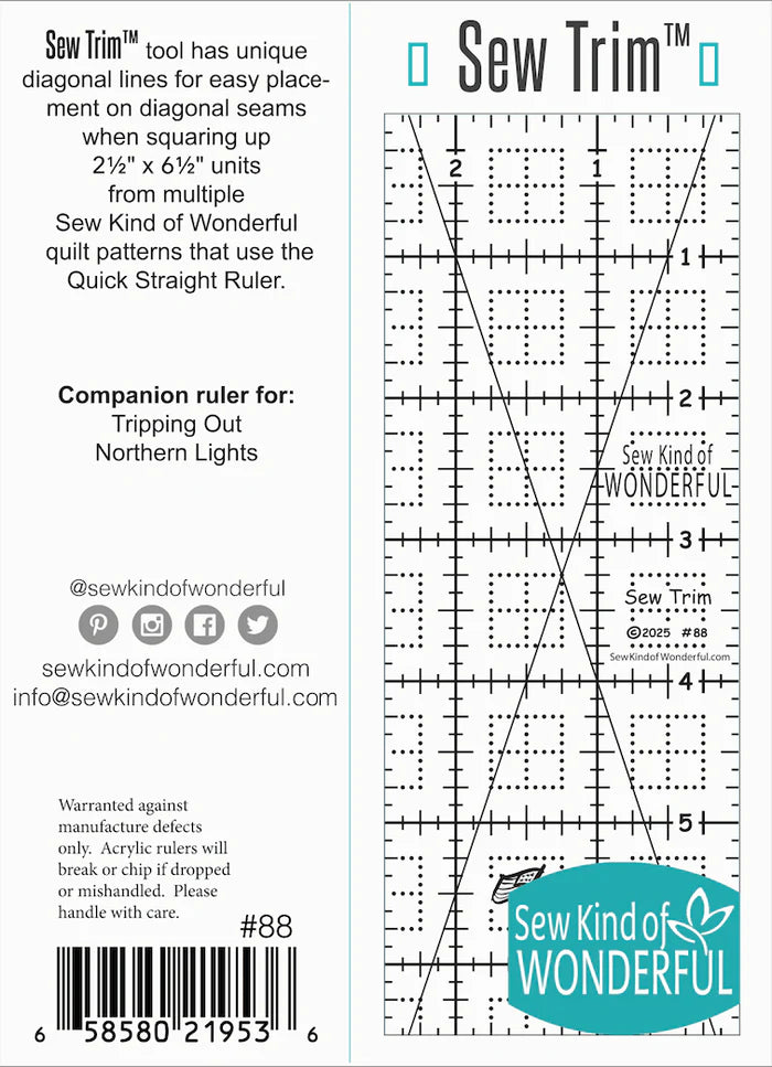 Sew Trim Ruler - Sew Kind of Wonderful NEW Square up ruler